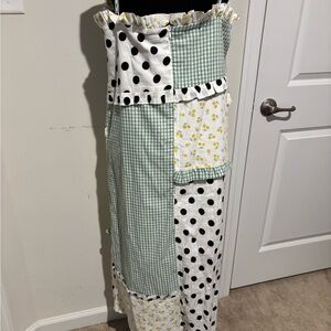 Patchwork Maxi Dress in Mint Green, Black and White